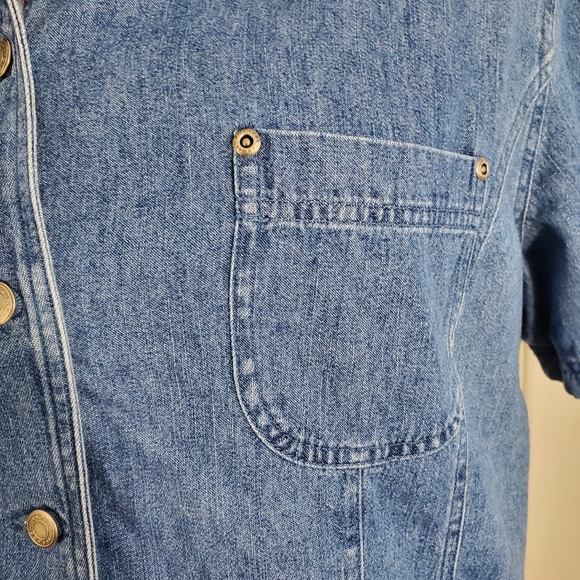 90s Villager Sport Denim Jacket Shirt Sz 3 ~ Pre-Owned With Removable Collar - Picture 5 of 16
